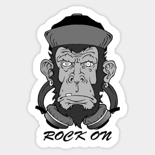 Rock On Monkey Headphones Sticker